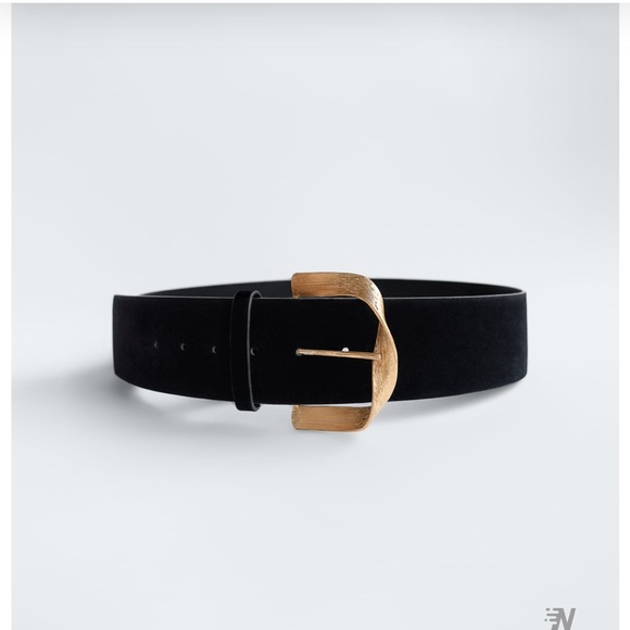 BNWT ZARA Velvet Belt With Gold Buckle Size 30 - Picture 2 of 11